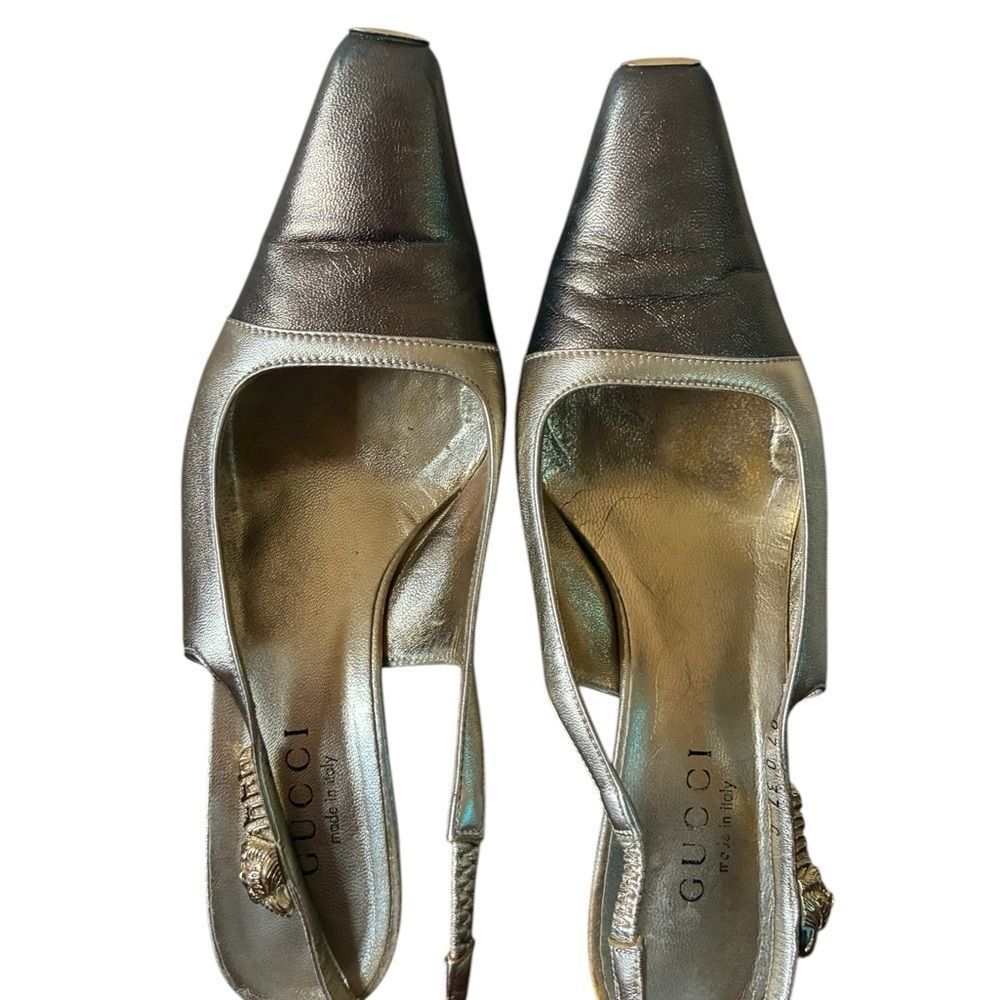 Gucci Shoes Gold and Black Heels Woman’s Size 6.5 Wide - Picture 12 of 16